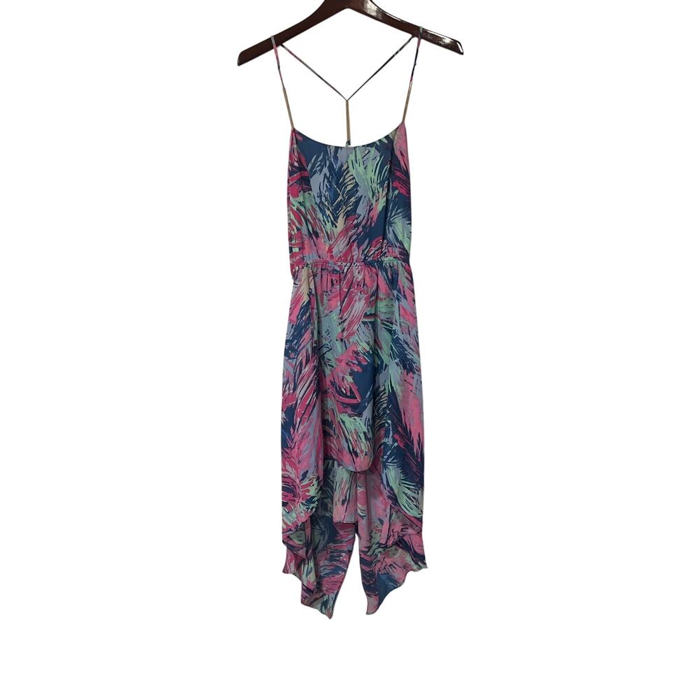 BCBGMAXAZRIA Michelle Tropical Print High Low Dress XS JFM60E69 KB406